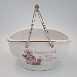 Vintage Strawberry Shortcake Porcelain Basket Designers Collection Made In Japan